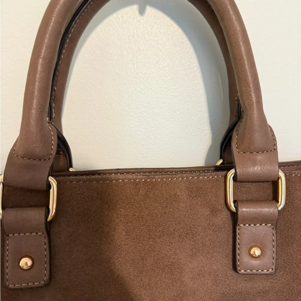 Sole Society Tote Crossbody Suede Animal Print Lining Tote With Crossbody Strap